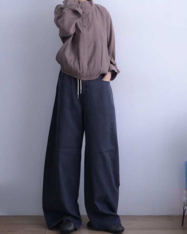 韓 立領抓褶短版外套 2色 size
