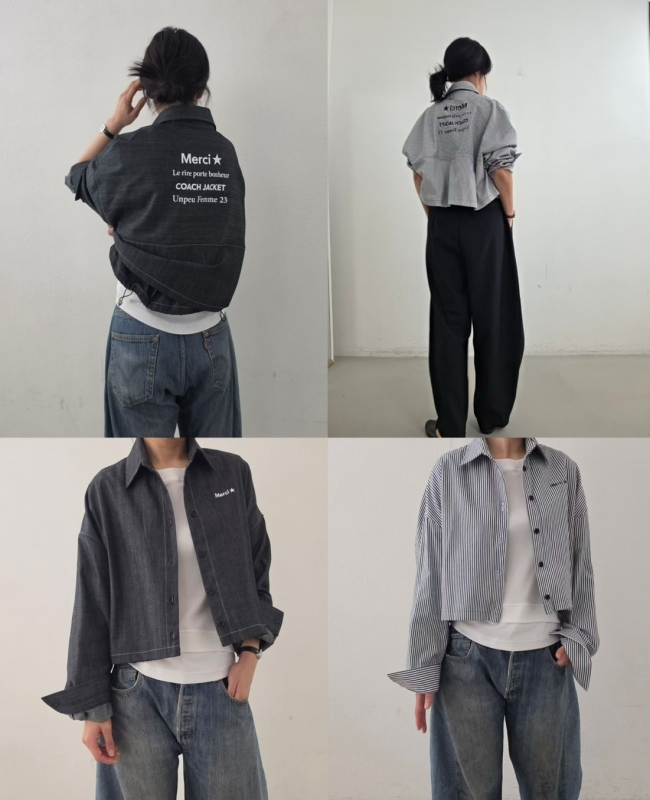 韓 背英文字短版外套 2色 size