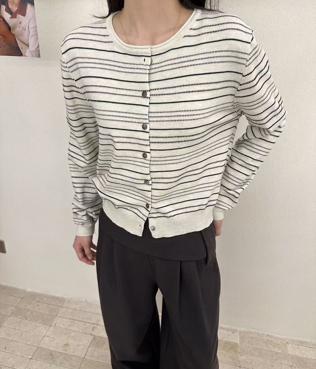韓 點條短版外套 2色 size
