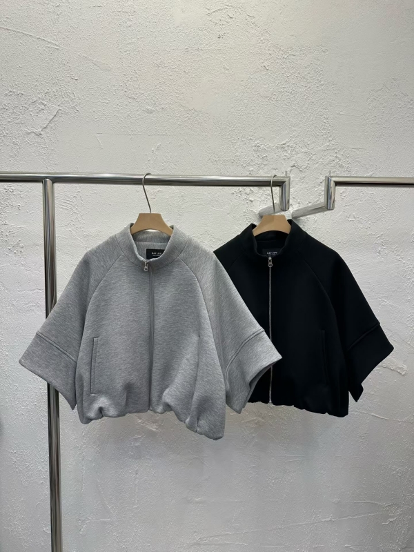 韓 立領寬袖短版外套 2色