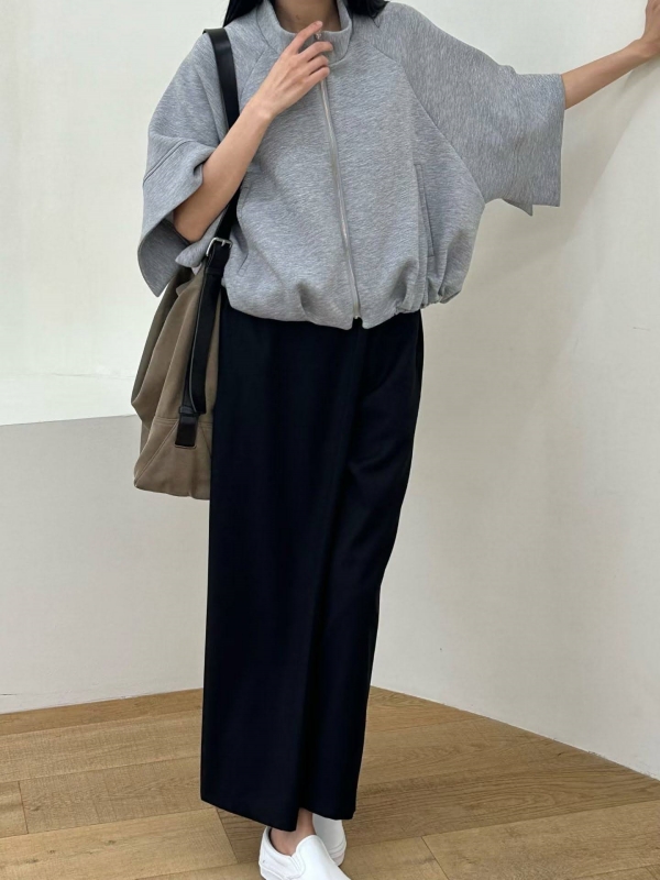韓 立領寬袖短版外套 2色