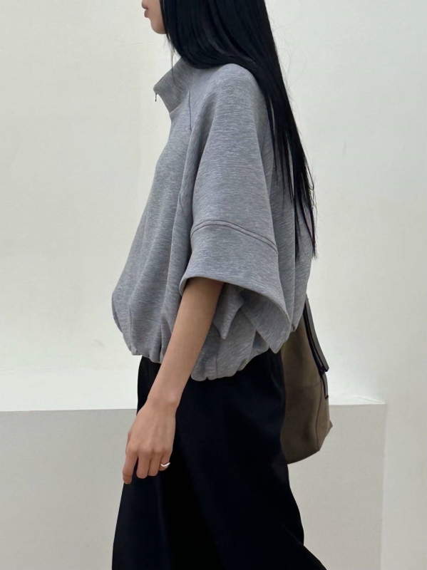 韓 立領寬袖短版外套 2色