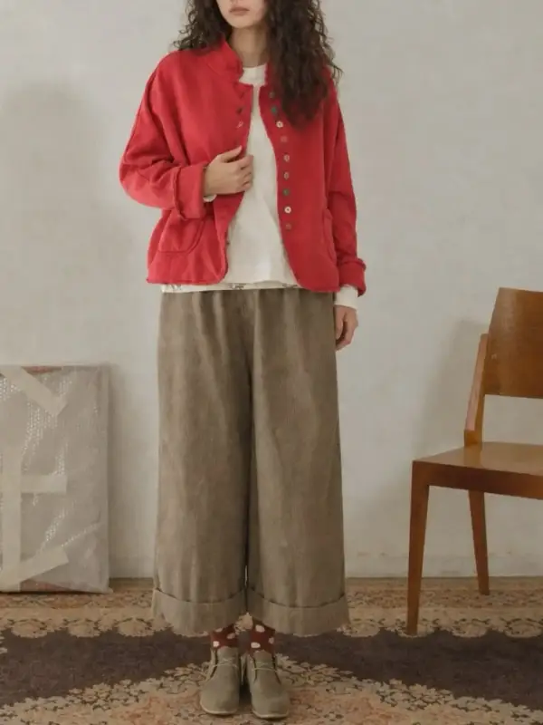 韓 背花朵彩釦外套 3色
