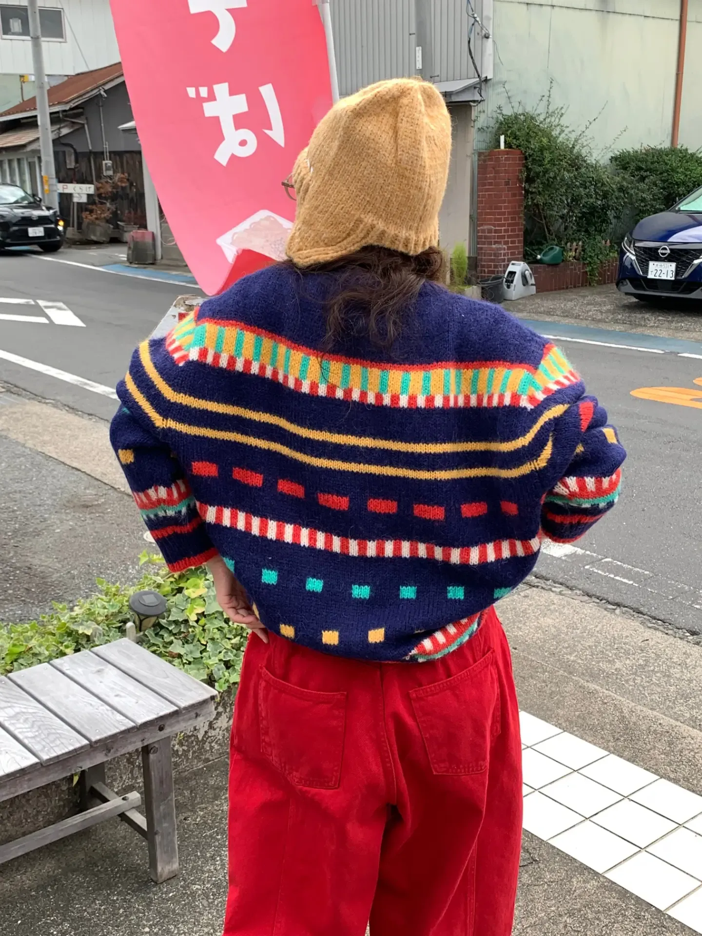 韓 彩色橫紋排釦外套 2色