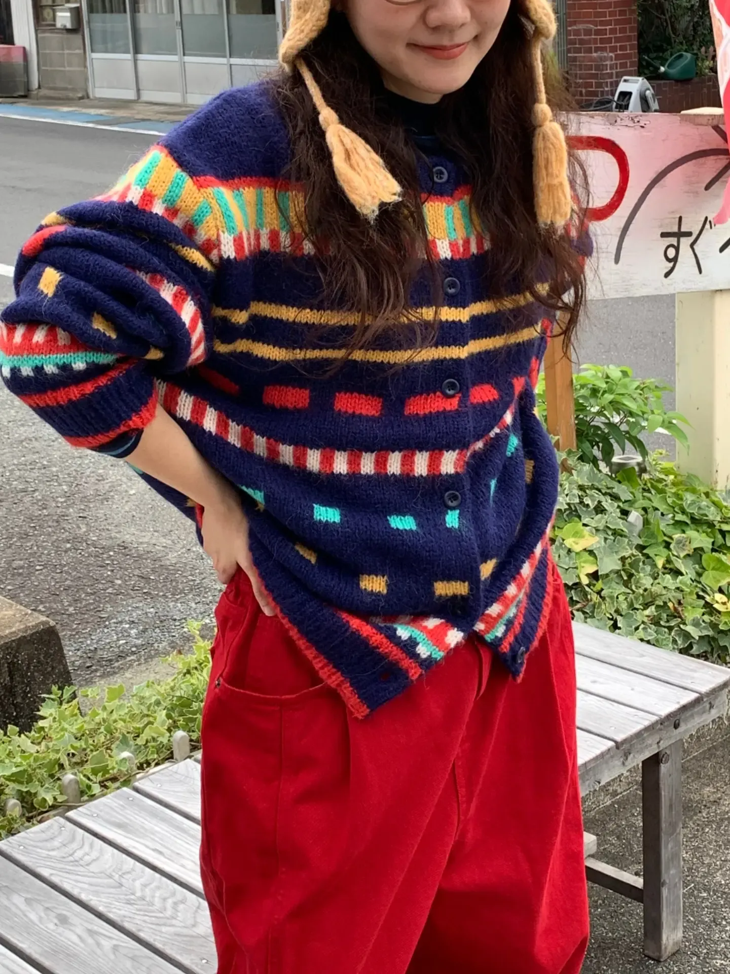 韓 彩色橫紋排釦外套 2色