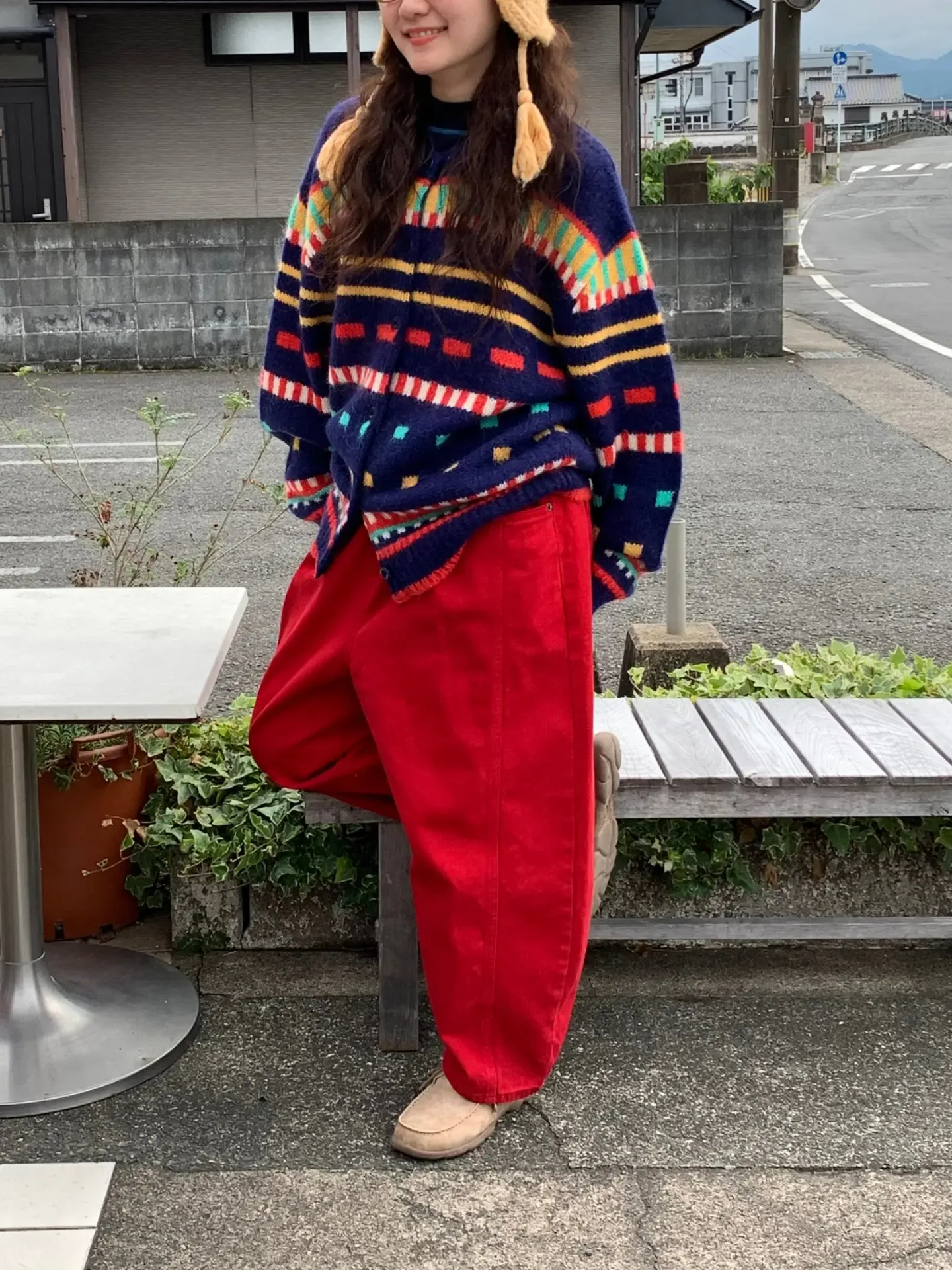 韓 彩色橫紋排釦外套 2色