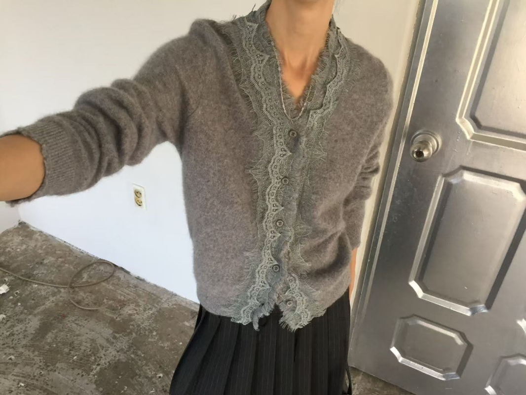 韓 蕾絲滾邊外套 2色
