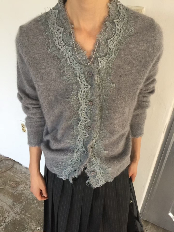 韓 蕾絲滾邊外套 2色