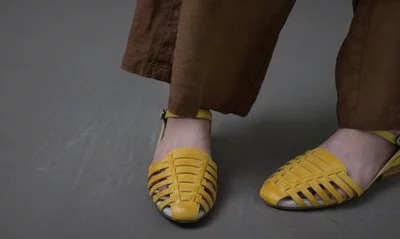 韓 擦色手工編織涼鞋