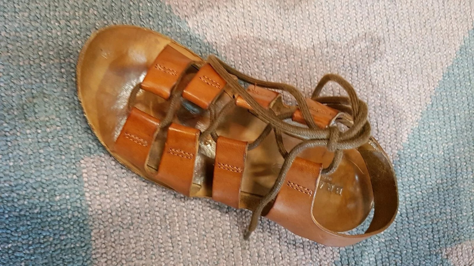 義大利品牌 義大利製牛皮涼鞋 綁帶款